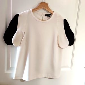 Victoria Beckham for Target Black and White Scallop Sleeve Top